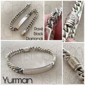 Yurman Black Pavé Diamond cable petite curb I.D. Bracelet